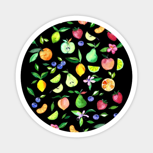 Fresh Fruit - a watercolor pattern Magnet by micklyn